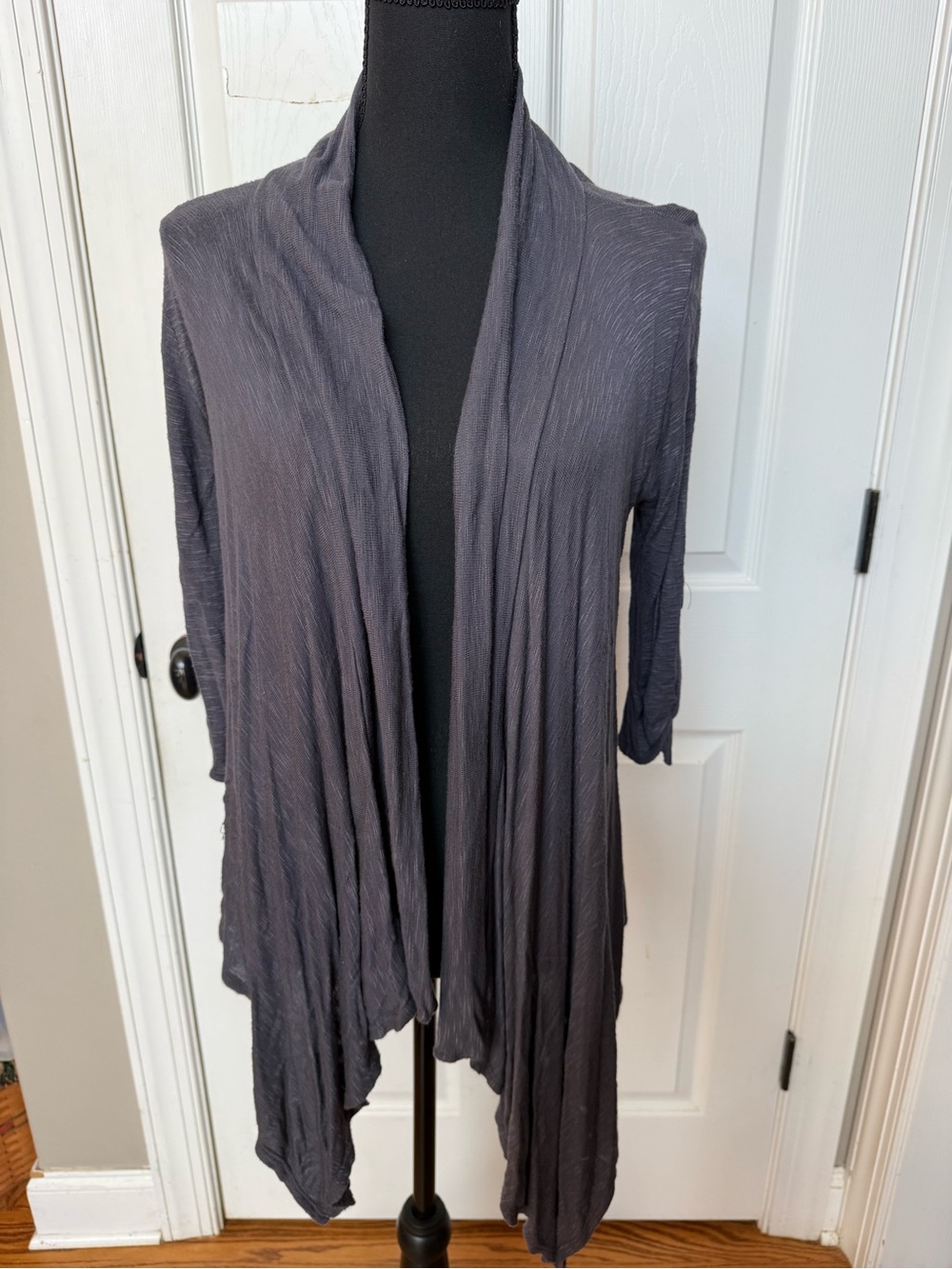 Lavish Draped Open-Front Cardigan - Charcoal Gray